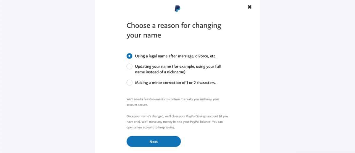 Change PayPal username