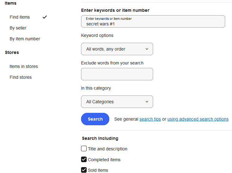 How to See Sold Items on eBay using Advanced Search