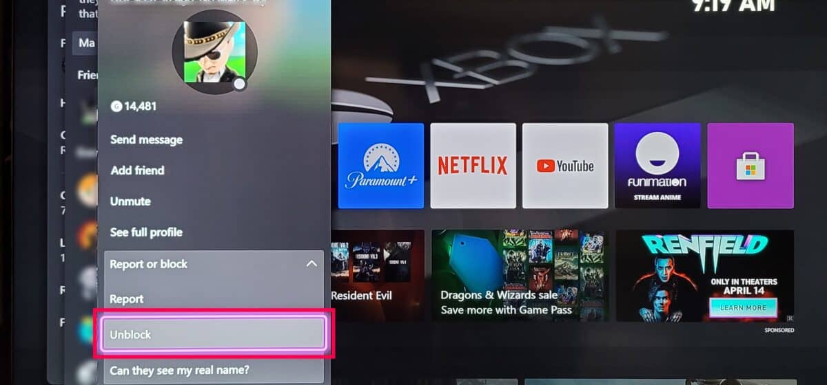 how to unblock someone on xbox