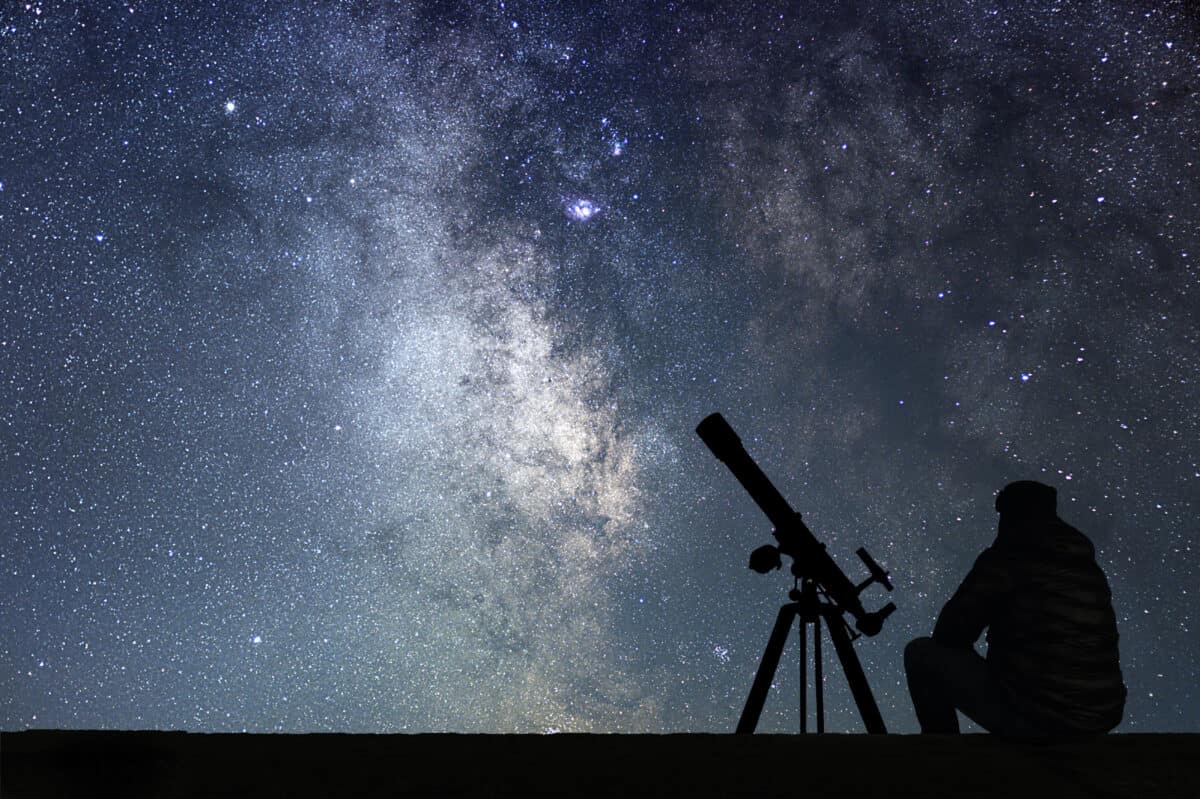 Telescope pointed up at the stars.