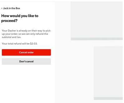Cancel DoorDash order