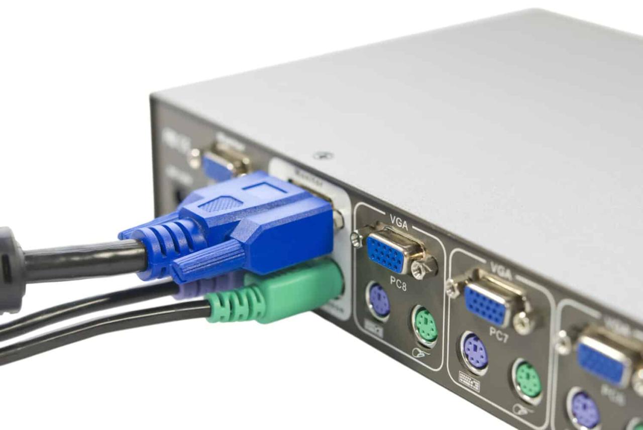 KVM (keyboard, video and mouse) switch isolated on white background